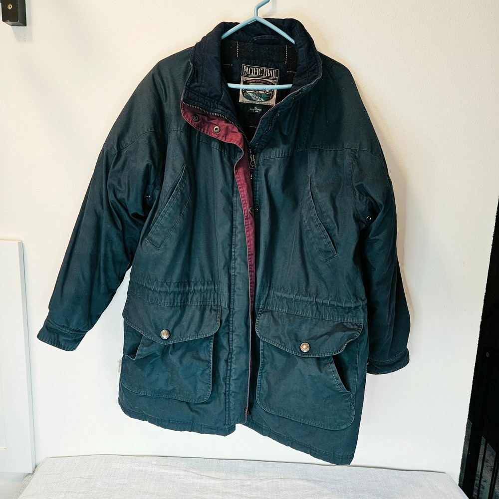 Pacific Trail Vintage Green Flannel Lined Parka Jacket XL